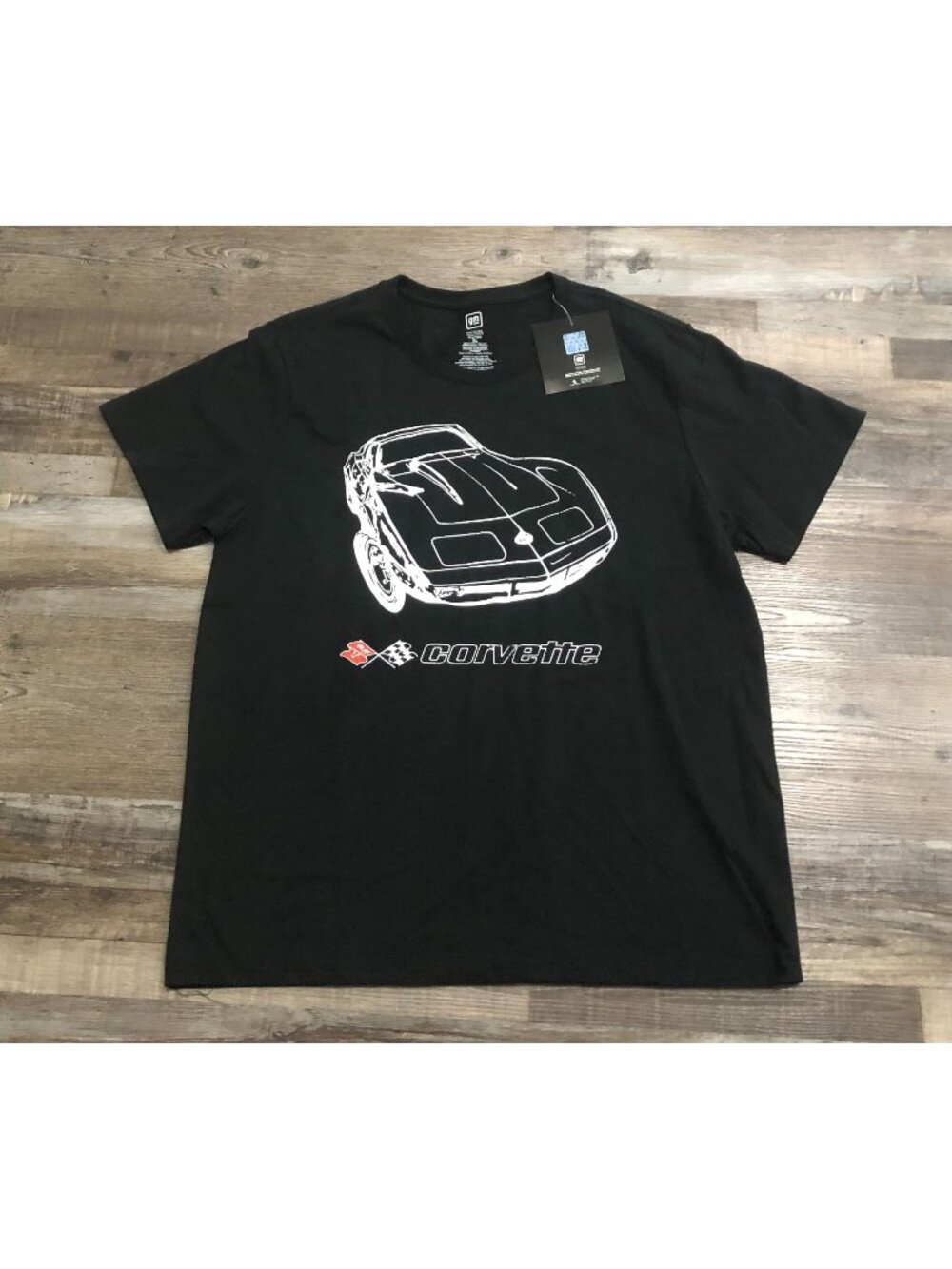 GM Official Mens XL Corvette Black Double Sided T Shirt New with Tags